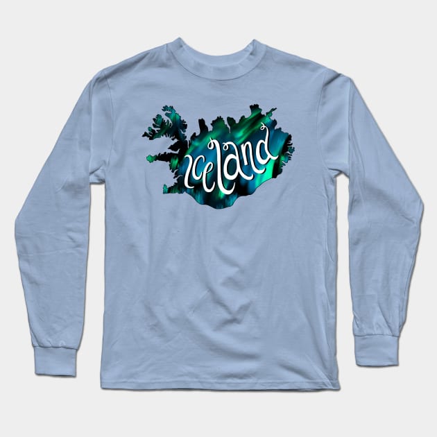 Iceland Northern Lights Long Sleeve T-Shirt by sparkling-in-silence